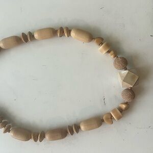 Beige cream colored beaded necklace 13”